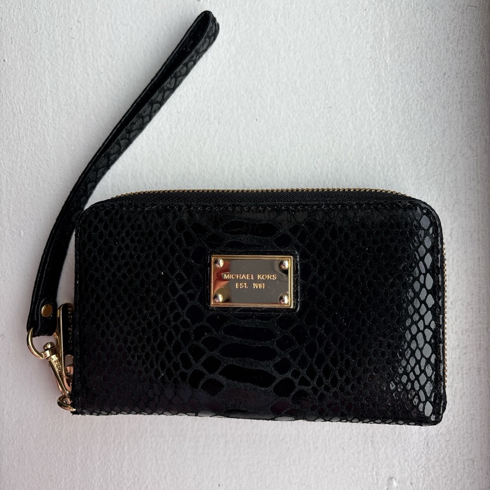Michael Kors Black Textured Wristlet